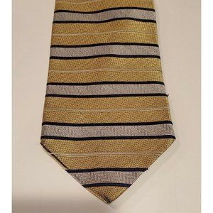 TOMMY HILFIGER MENS TIE GOLD, SILVER, BLUE 100% SILK, USA MADE